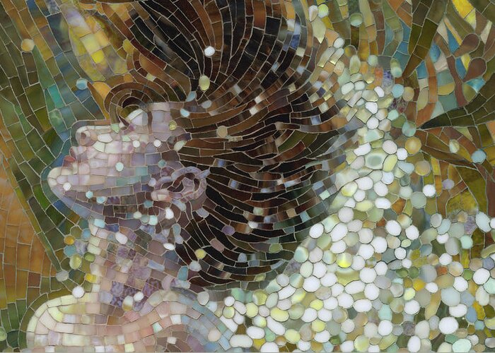Glass Greeting Card featuring the glass art Kelp Mermaid Face by Mia Tavonatti