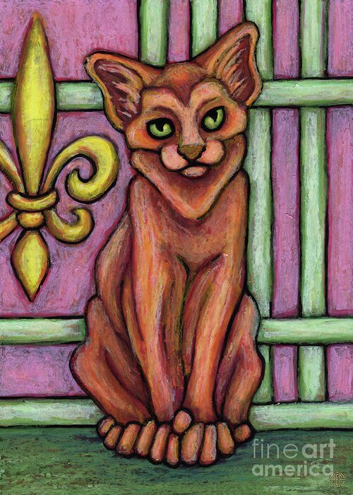Cat Portrait Greeting Card featuring the painting Kevin. The Hauz Katz. Cat Portrait Painting Series. by Amy E Fraser