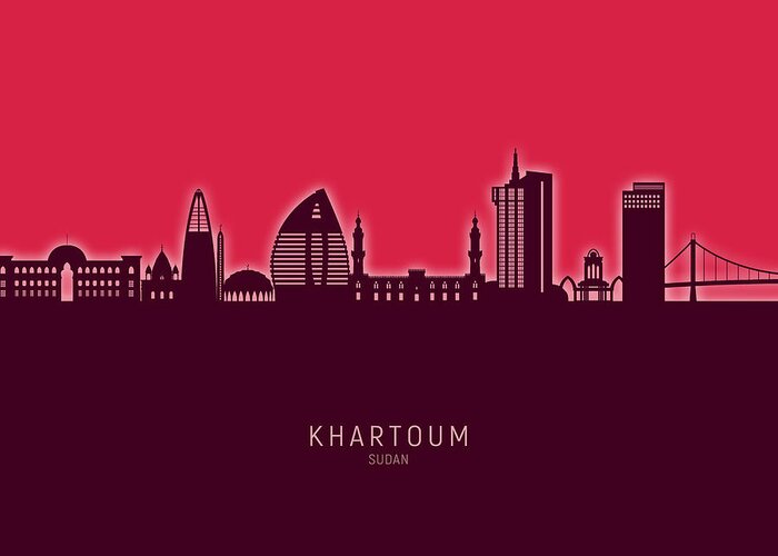 Khartoum Greeting Card featuring the digital art Khartoum Sudan Skyline #17 by Michael Tompsett