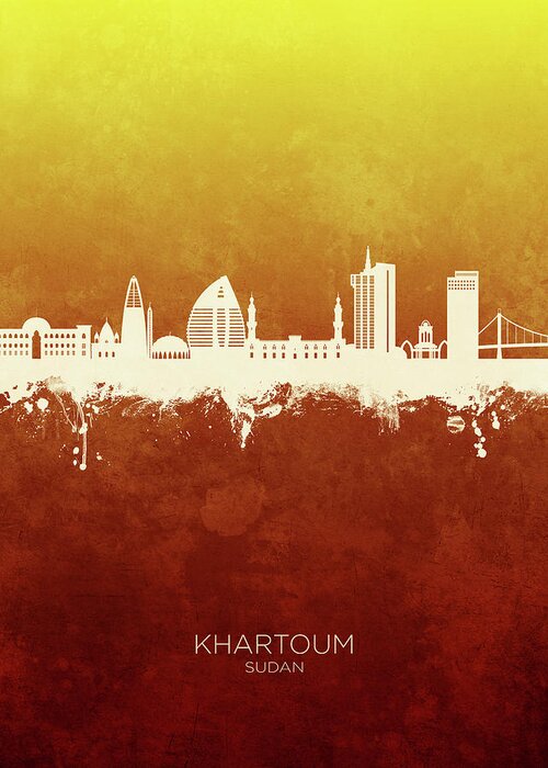 Khartoum Greeting Card featuring the digital art Khartoum Sudan Skyline #35 by Michael Tompsett