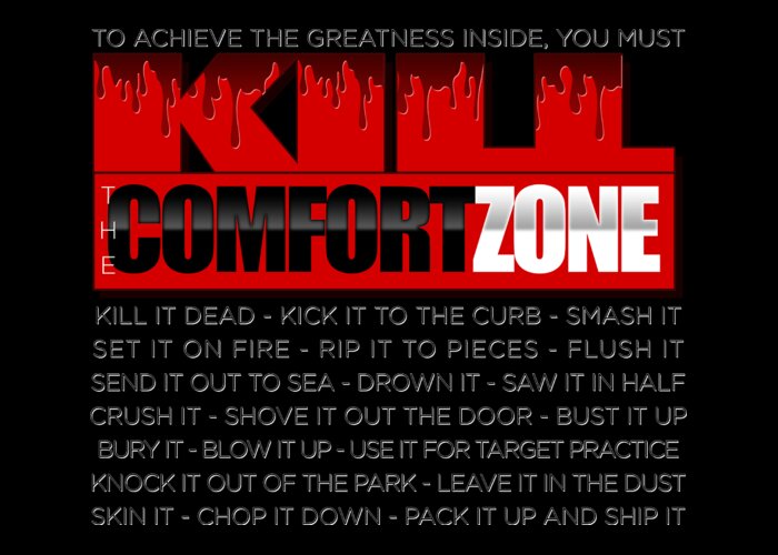 Comfort Zone Greeting Card featuring the digital art Kill The Comfort Zone by Rick Bartrand