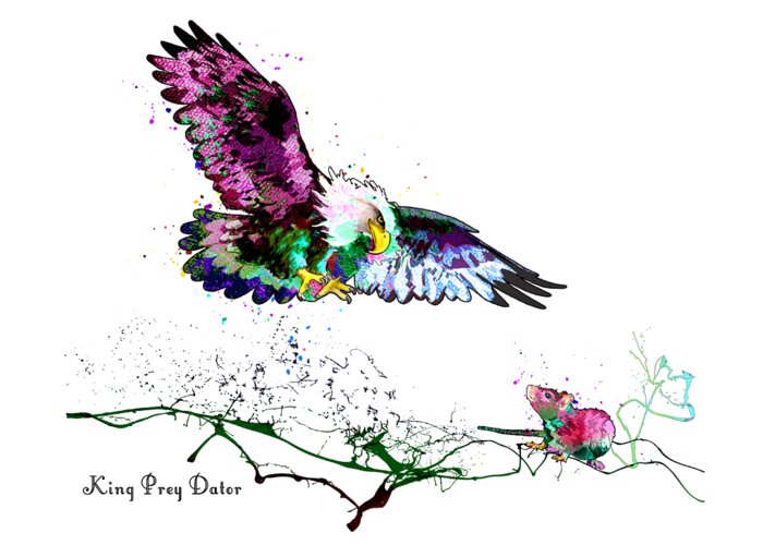 Birds Greeting Card featuring the mixed media King Prey Dator by Miki De Goodaboom