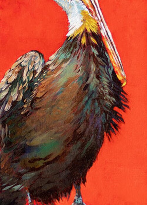 Pelican Greeting Card featuring the painting King Rex, a Louisiana Pelican by Dianne Parks