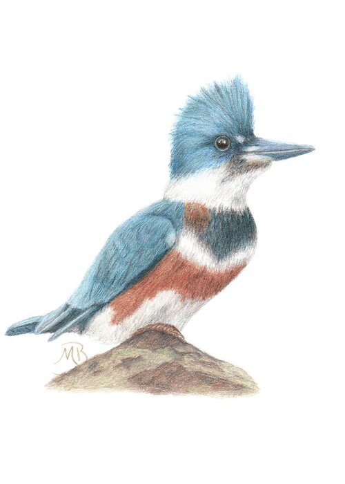 Bird Art Greeting Card featuring the painting Kingfisher by Monica Burnette