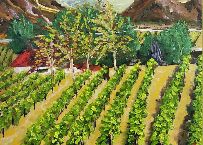 Somerset Winery Greeting Card featuring the painting Kirk's View by Roxy Rich