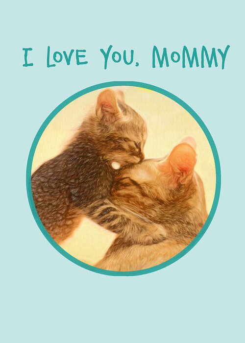 Cat Greeting Card featuring the mixed media Kitty Love by Moira Law