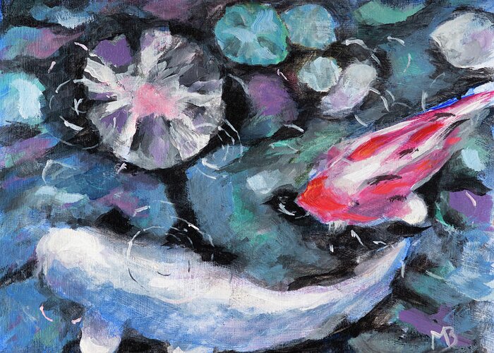 Koi Pond Greeting Card featuring the painting Koi Pond by Mike Bergen