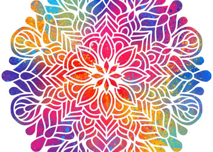 Colorful Greeting Card featuring the digital art Kurama - Colorful Vibrant Rainbow Mandala Pattern by Sambel Pedes