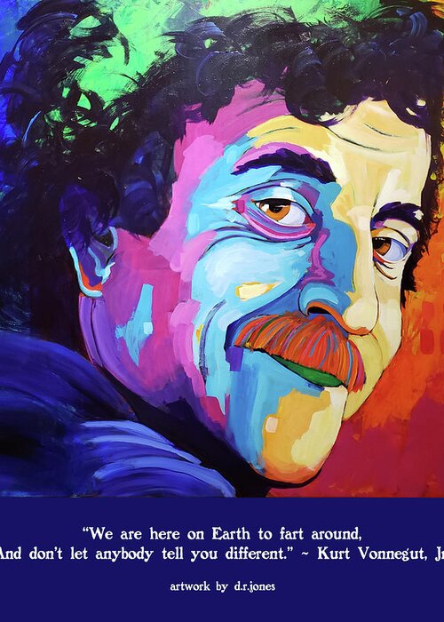 Kurt Vonnegut Greeting Card featuring the painting Kurt Vonnegut Jr., author by D R Jones