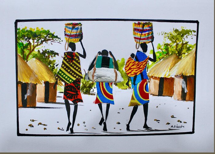  Africa Greeting Card featuring the painting L-312 by Albert Lizah