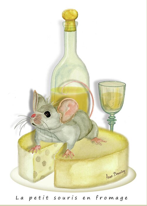 Little Mouse Greeting Card featuring the painting La Petit Souris by Anne Beverley-Stamps