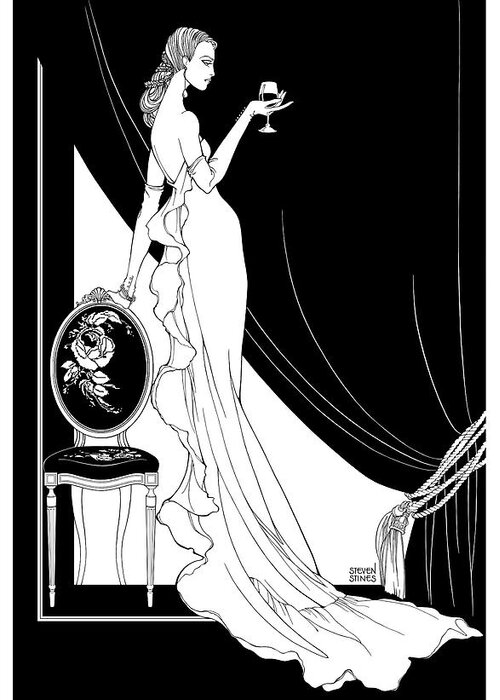Glamour Greeting Card featuring the drawing La Traviata by Steven Stines