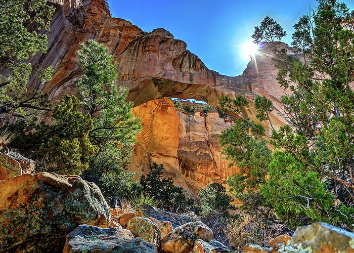 La Ventana Greeting Card featuring the photograph La Ventana Natural Arch in El Malpais National Monument by Peter Herman