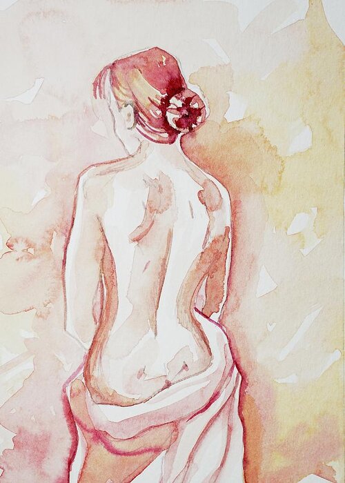 Nude Greeting Card featuring the painting Lady In Pink #2 by Luisa Millicent