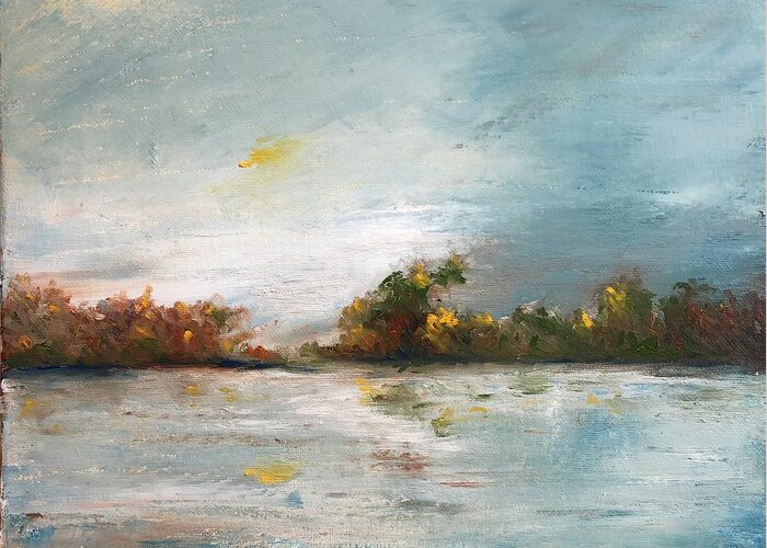 Landscape Greeting Card featuring the painting Lagoon by Roger Clarke