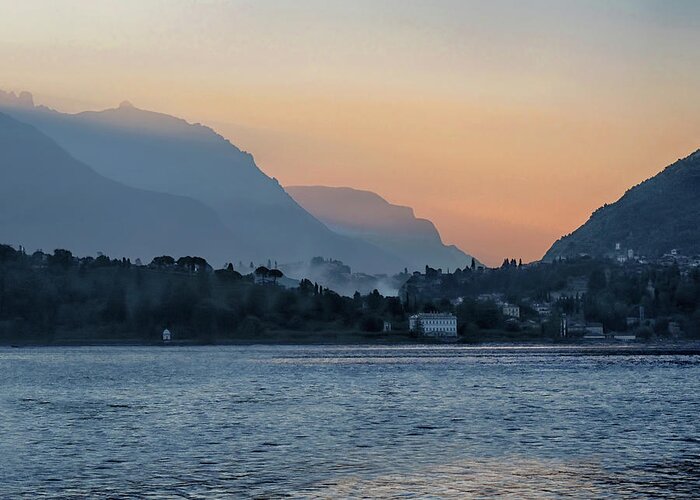 Sunrise Greeting Card featuring the photograph Lake Como Sunrise by Jim Hill
