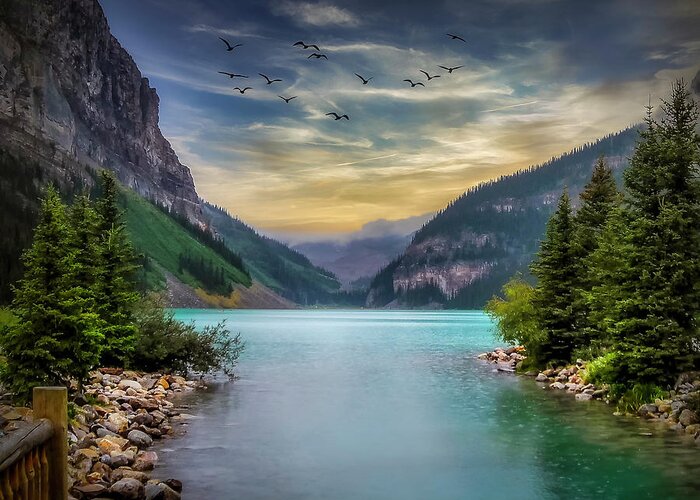Landscape Greeting Card featuring the photograph Lake Louise by Chris Boulton
