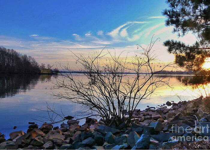 Lake Greeting Card featuring the photograph Lake Norman Winter Cloud Swirls by Amy Dundon