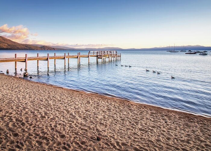Photograph Greeting Card featuring the photograph Lake Tahoe Beach Panorama by Gary Geddes