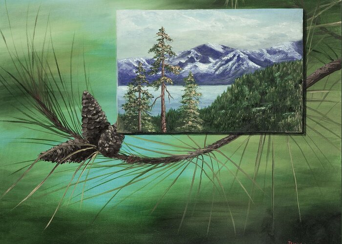 Landscape Greeting Card featuring the painting Lake Tahoe by Darice Machel McGuire