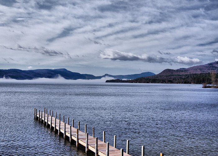 Lake Greeting Card featuring the photograph Lake View Clouds and Dock by Russ Considine