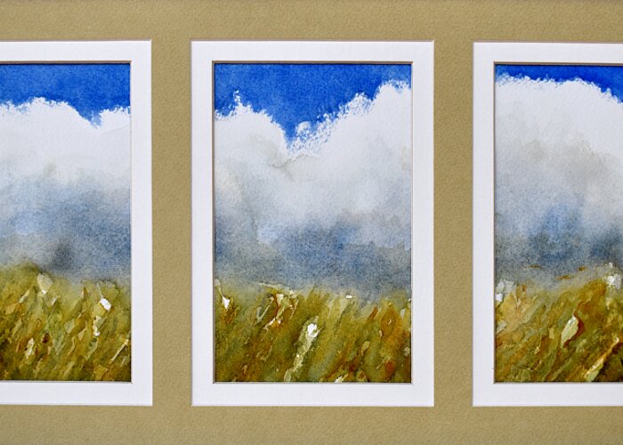 Landscape Greeting Card featuring the painting Landscape in Triptych by Wendy Keeney-Kennicutt