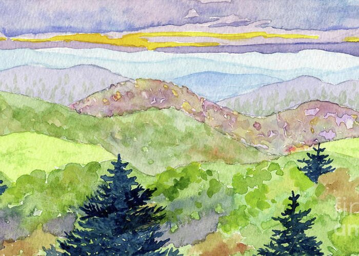 Watercolor Greeting Card featuring the painting Landscape View by Anne Marie Brown