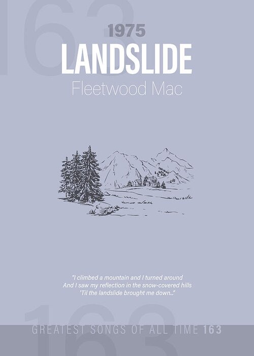 Landslide Greeting Card featuring the mixed media Landslide Fleetwood Mac Minimalist Song Lyrics Greatest Hits of All Time 163 by Design Turnpike