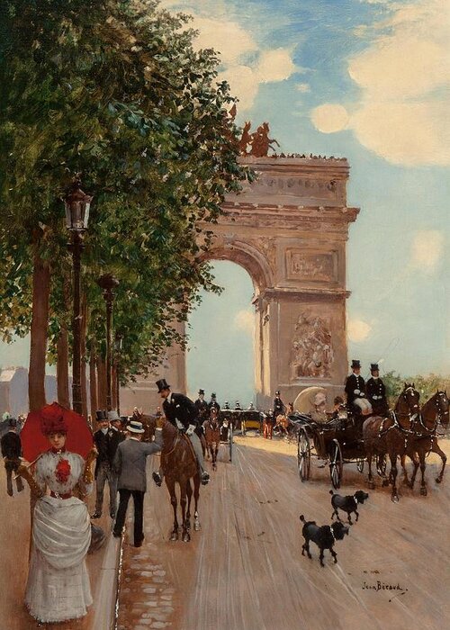 LArc de Triomphe ChampsElysees circa Greeting Card by Jean Beraud