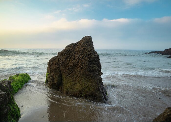Beach Greeting Card featuring the photograph Large Rock on the Shoreline by Matthew DeGrushe