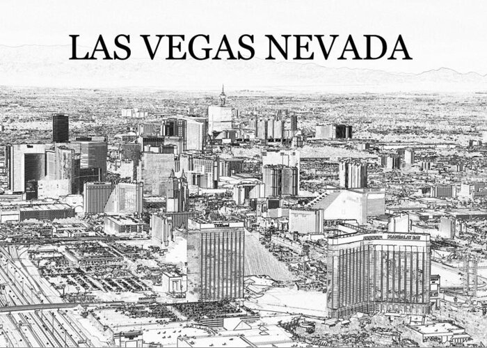 Las Vegas Nevada Greeting Card featuring the mixed media Las Vegas city work A by David Lee Thompson