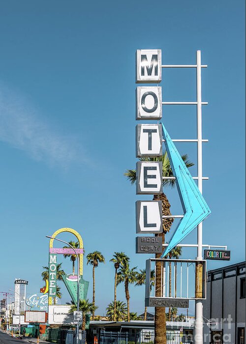 Las Vegas Motel Signs Greeting Card featuring the photograph Las Vegas Lockdown Fremont Old Motel Signs by Aloha Art