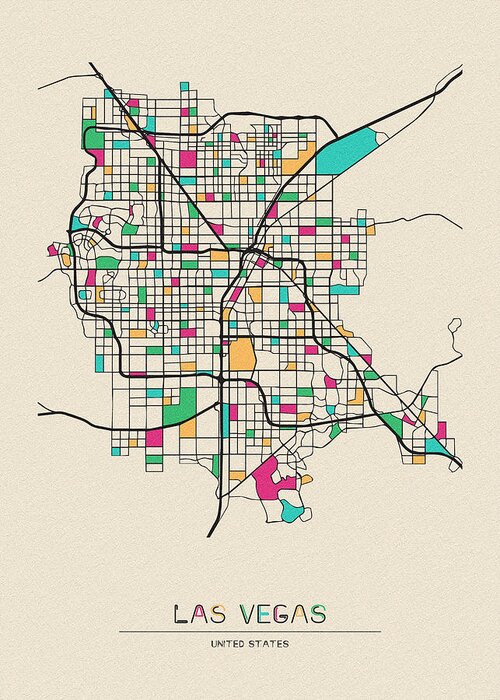 Las Vegas, Nevada City Map Greeting Card by Inspirowl Design