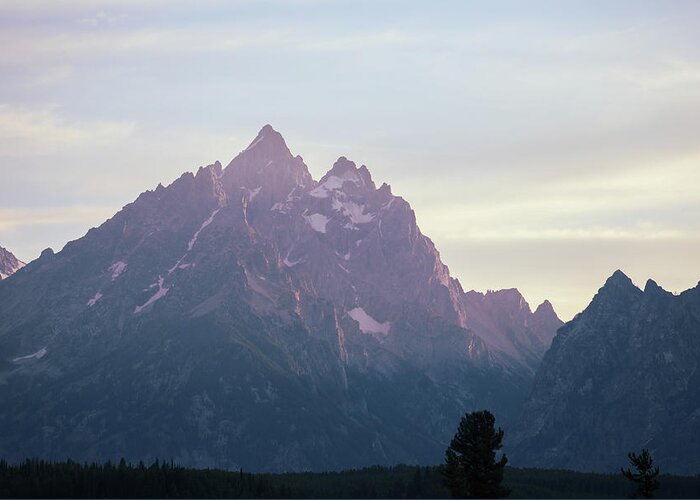 Mountain Greeting Card featuring the photograph Last bit of Teton light by Go and Flow Photos