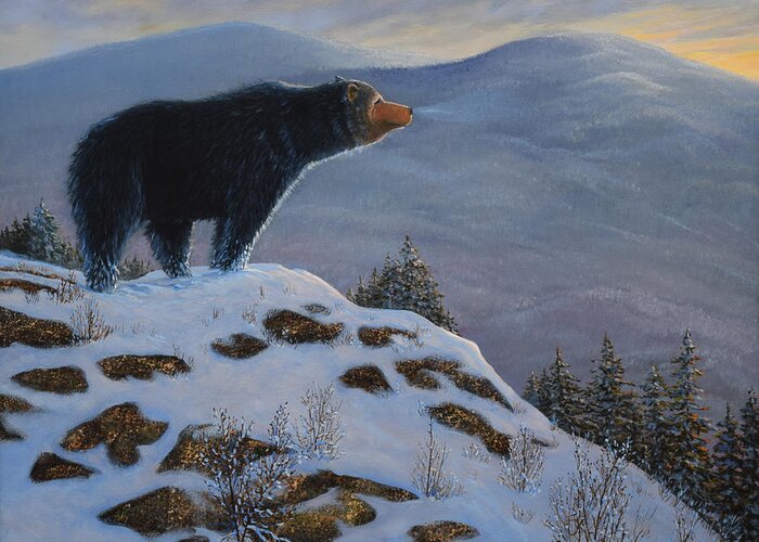 Wildlife Greeting Card featuring the painting Last Look Black Bear by Frank Wilson