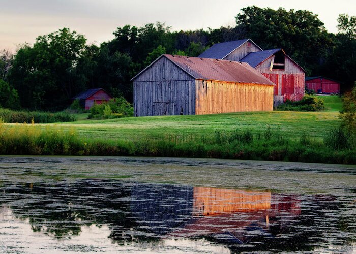 Stoughton Greeting Card featuring the photograph Last Rays of Light - Idyllic Summertime Wisconsin Farmstead scene by Peter Herman