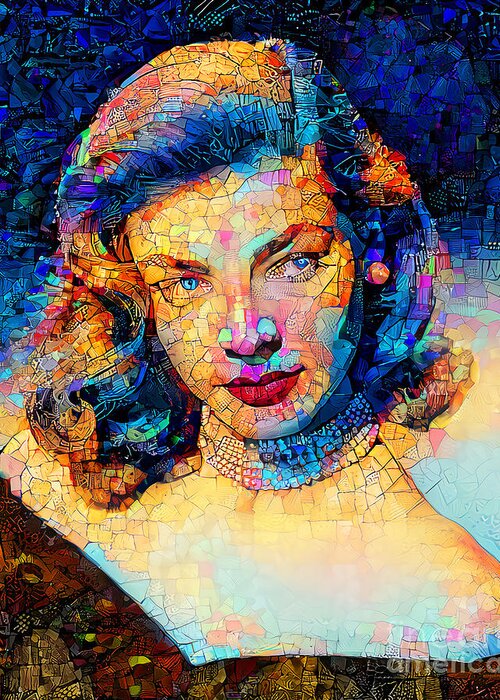 Wingsdomain Greeting Card featuring the photograph Lauren Bacall in Contemporary Modern Art 20211205 by Wingsdomain Art and Photography