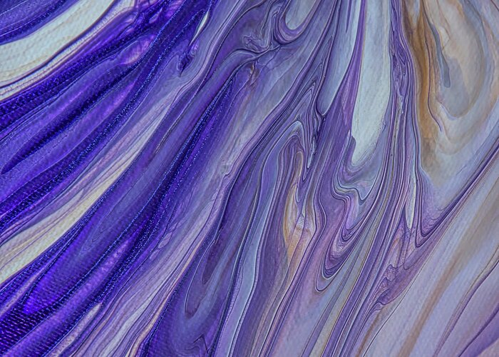 Acrylic Pour Greeting Card featuring the painting Lavender Days Acrylic Pour by Elisabeth Lucas