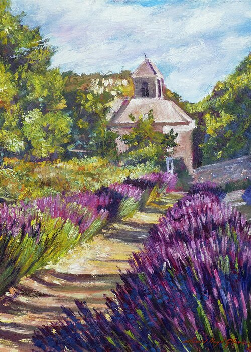 Landscape Greeting Card featuring the painting Lavender Path At Senanque Abbey by David Lloyd Glover