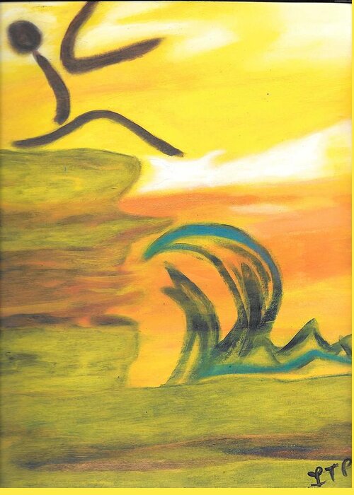 Leap Greeting Card featuring the painting Leap of Faith by Esoteric Gardens KN
