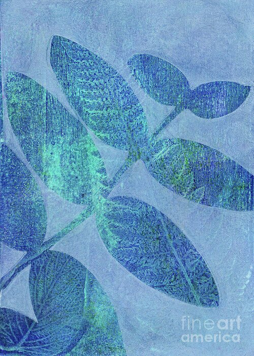 Plant Print Greeting Card featuring the photograph Leaves in Blue by Kristine Anderson