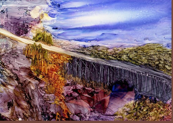 Bridge Greeting Card featuring the painting Leaving it all behind by Angela Marinari