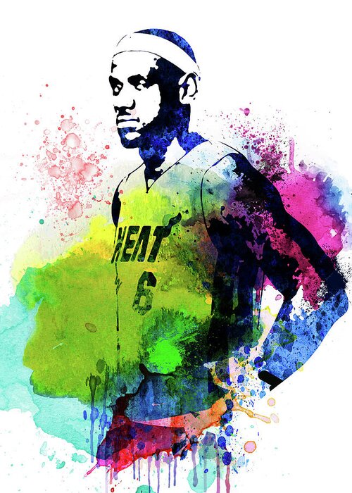  Greeting Card featuring the mixed media LeBron James Watercolor by Naxart Studio