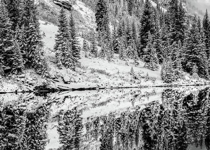 Colorado Greeting Card featuring the photograph Left Panel 1 of 3 - Maroon Bells Mountain Landscape Panoramic BW - Aspen Colorado by Gregory Ballos