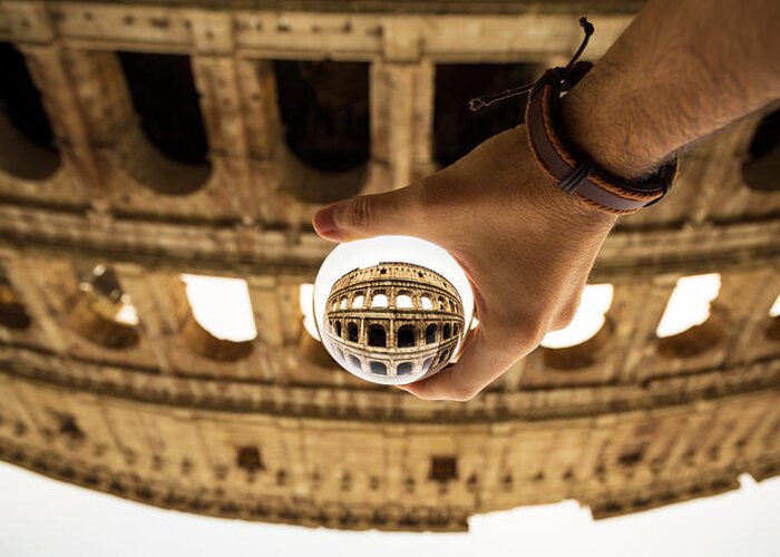 Colosseum Greeting Card featuring the photograph Lensball photography of Colosseum in Rome, Italy by Fabiano Di Paolo
