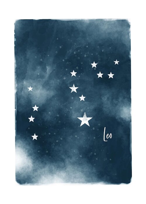 Leo Greeting Card featuring the mixed media Leo Star Map- Art by Linda Woods by Linda Woods