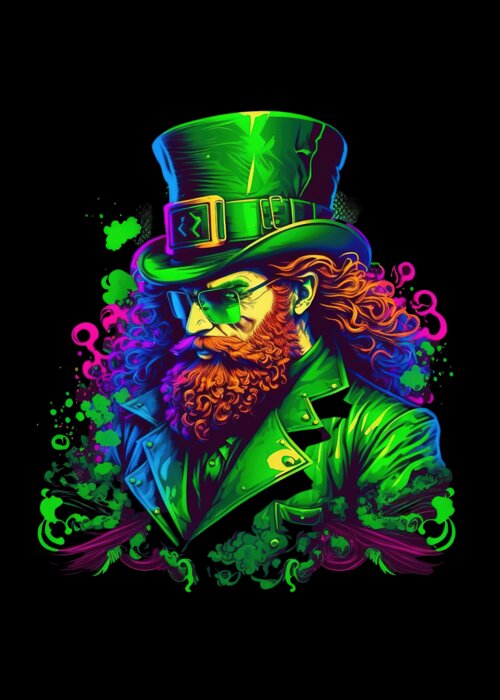 Cool Greeting Card featuring the digital art Leprechaun St Patricks Day Retro Abstract by Flippin Sweet Gear