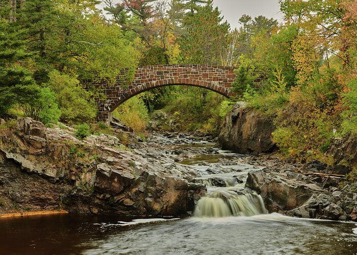 Water Greeting Card featuring the photograph Lester river bridge by Paul Freidlund