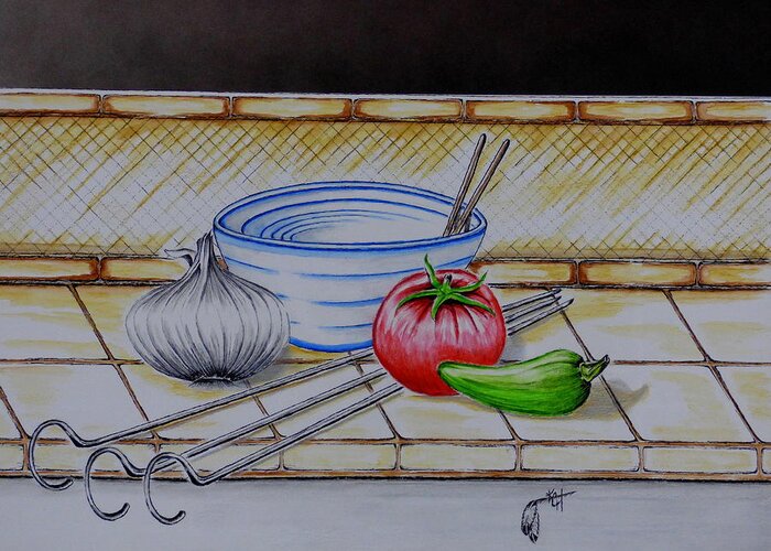 Cooking Greeting Card featuring the mixed media Let's Cook by Kem Himelright