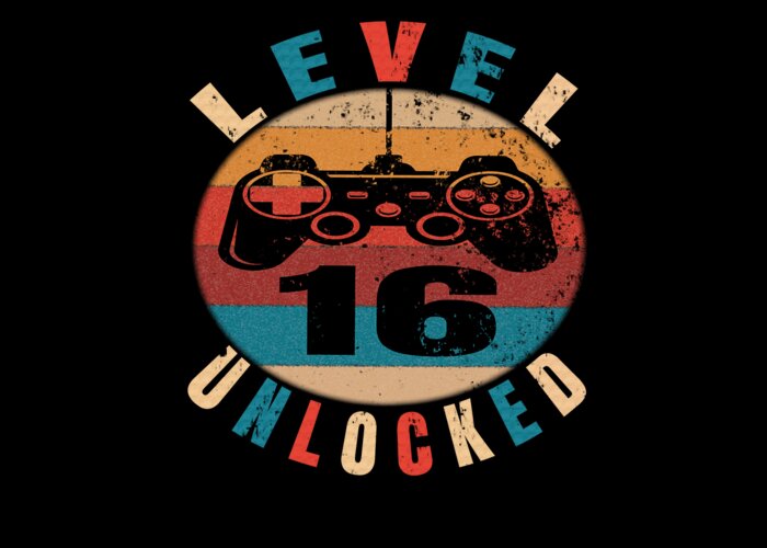 Level 16 Unlocked Funny Video Gamer 16th Birthday Gift Greeting Card by Art  Grabitees